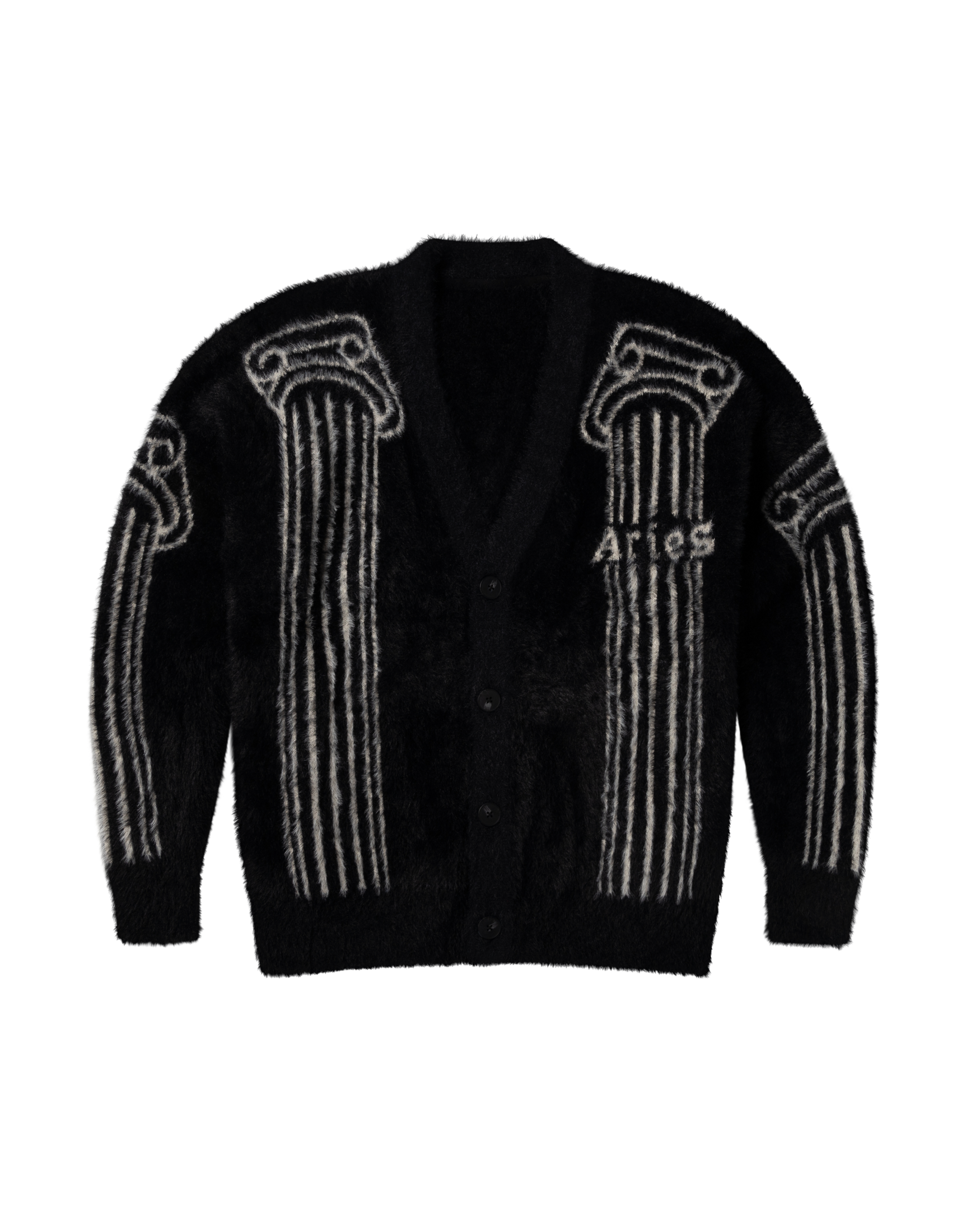 Oversized Chenille Column Knit Cardigan Black – Aries