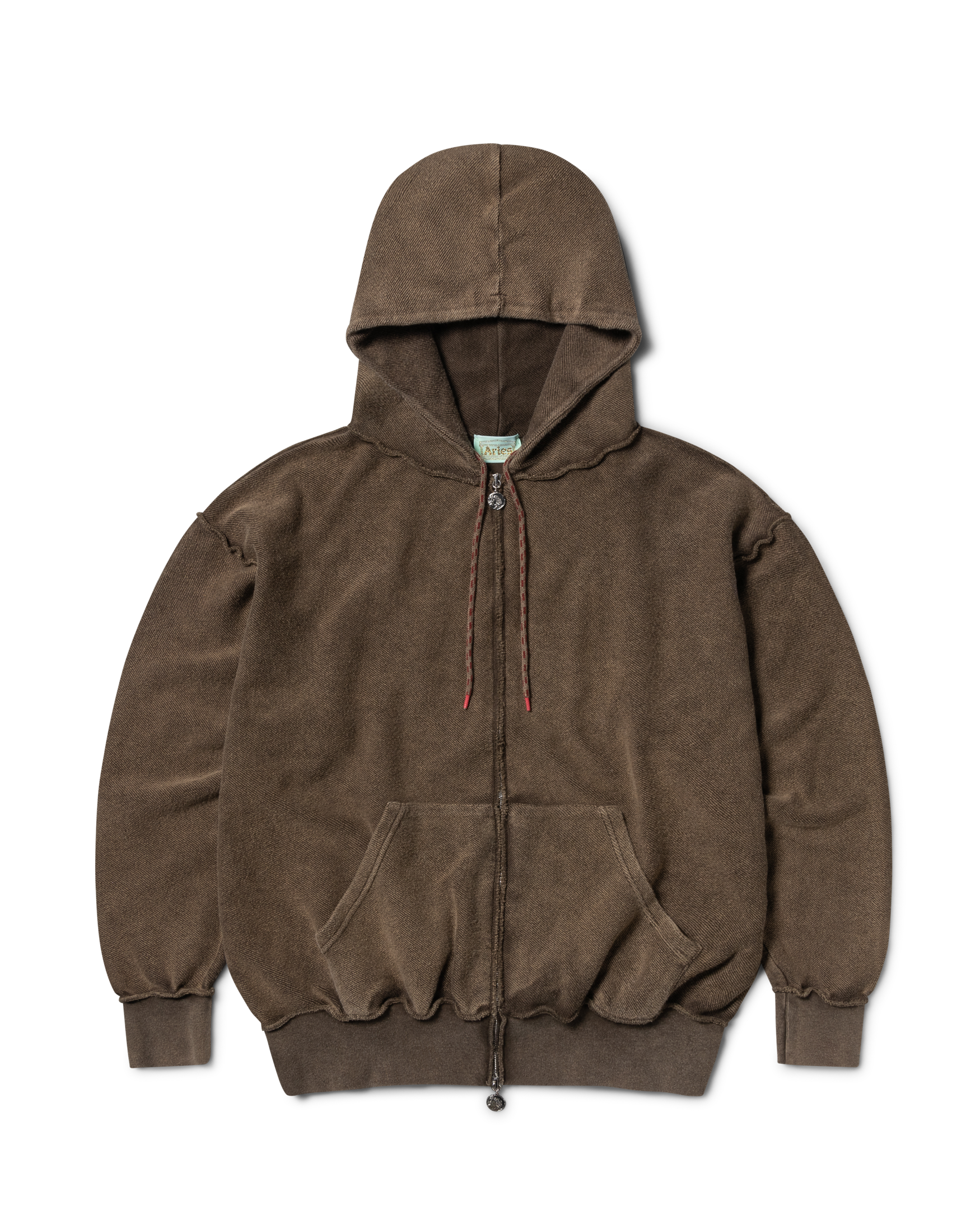 Aged Reverso Temple Zip Through Hoodie Brown – Aries