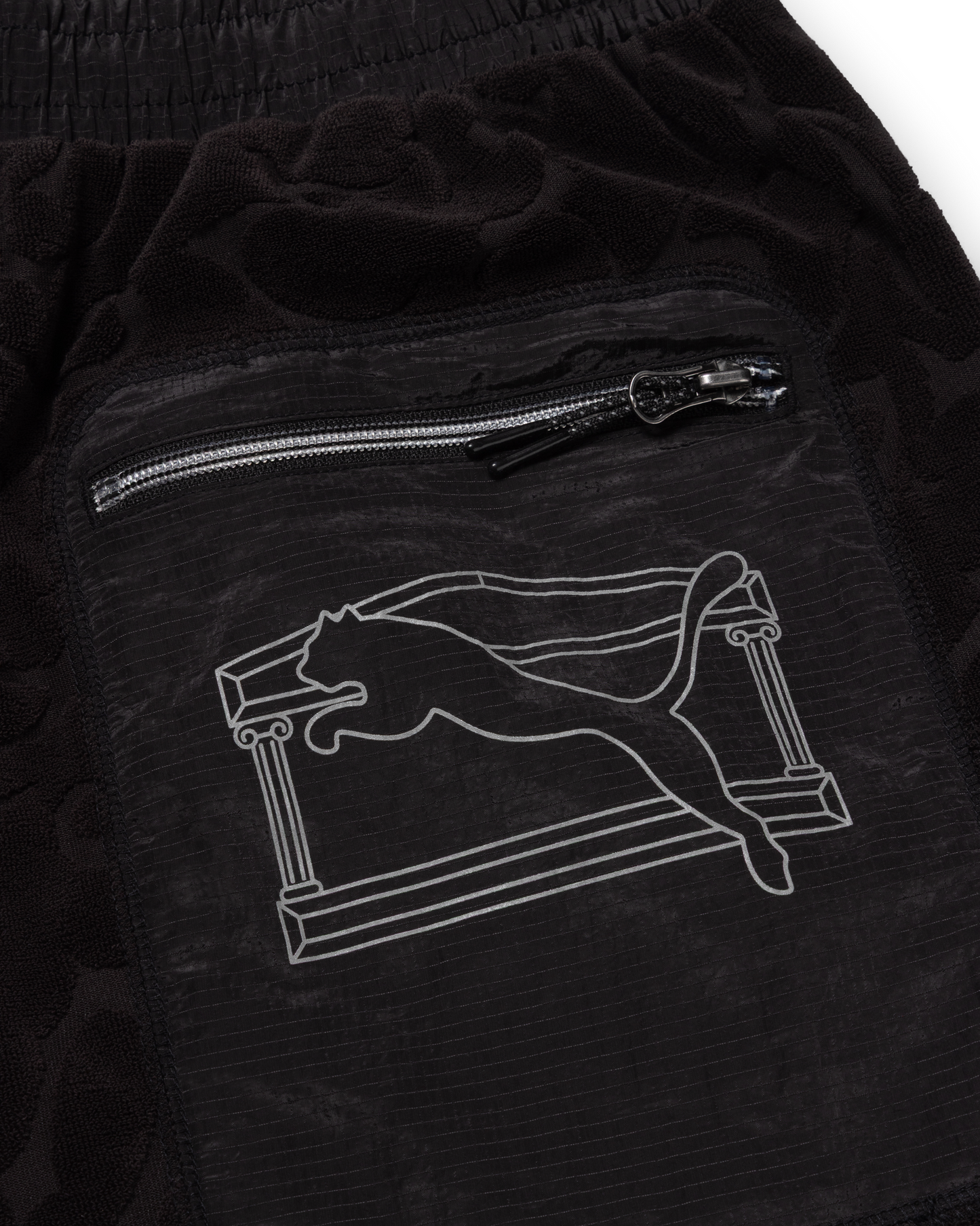 puma x aries tribal jacquard towelling shorts