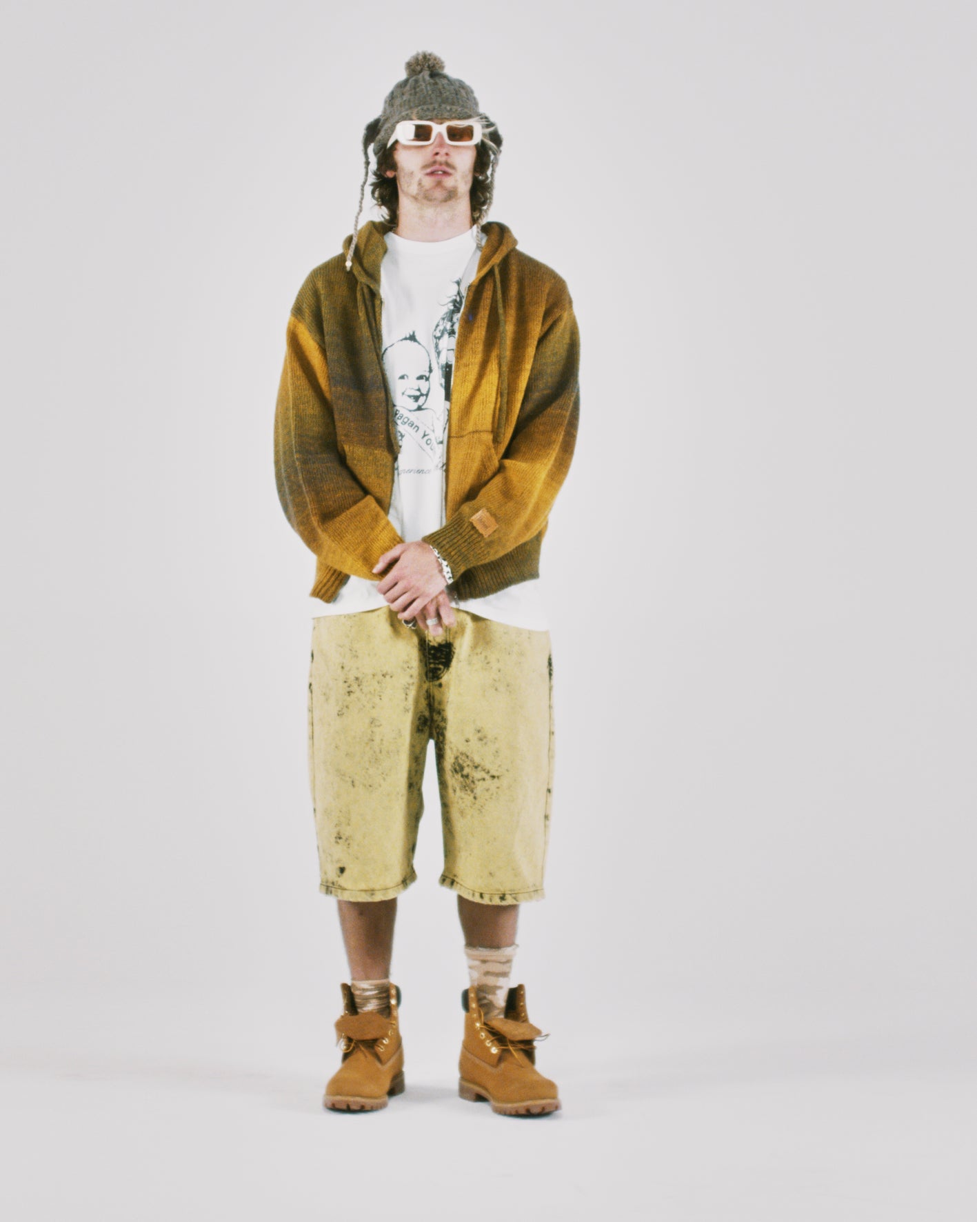 Space Dye Temple Knit Zip Thru Hoodie