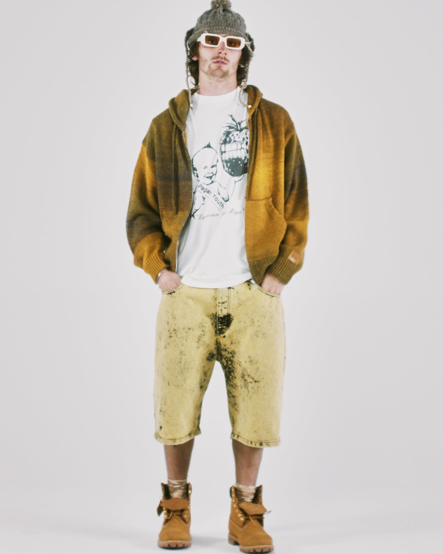 Space Dye Temple Knit Zip Thru Hoodie green – Aries