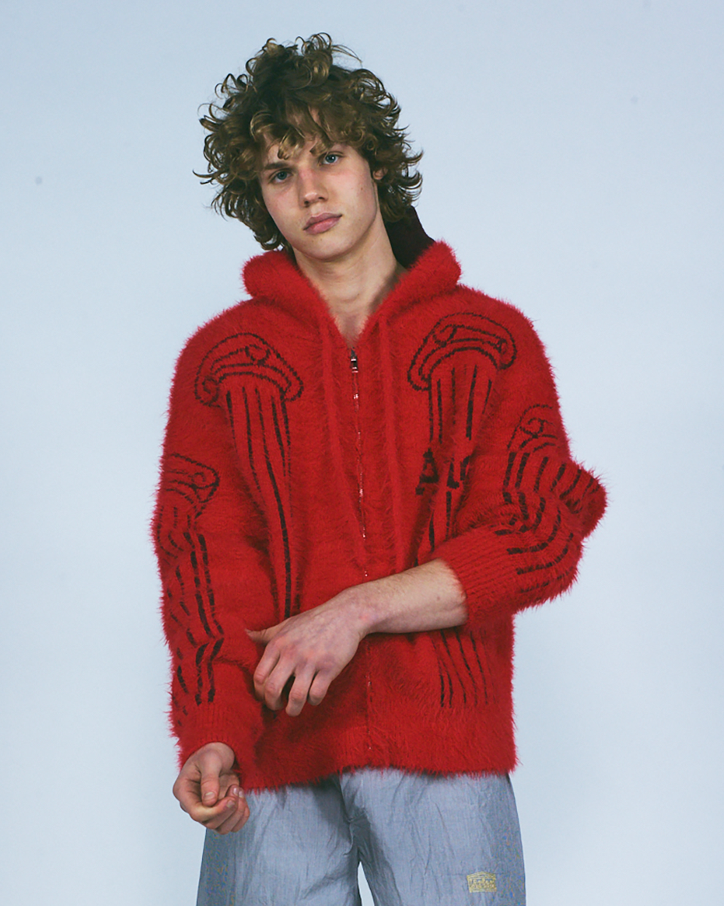 Fluffy Column Chenille Reversible Zip Thru Hoodie