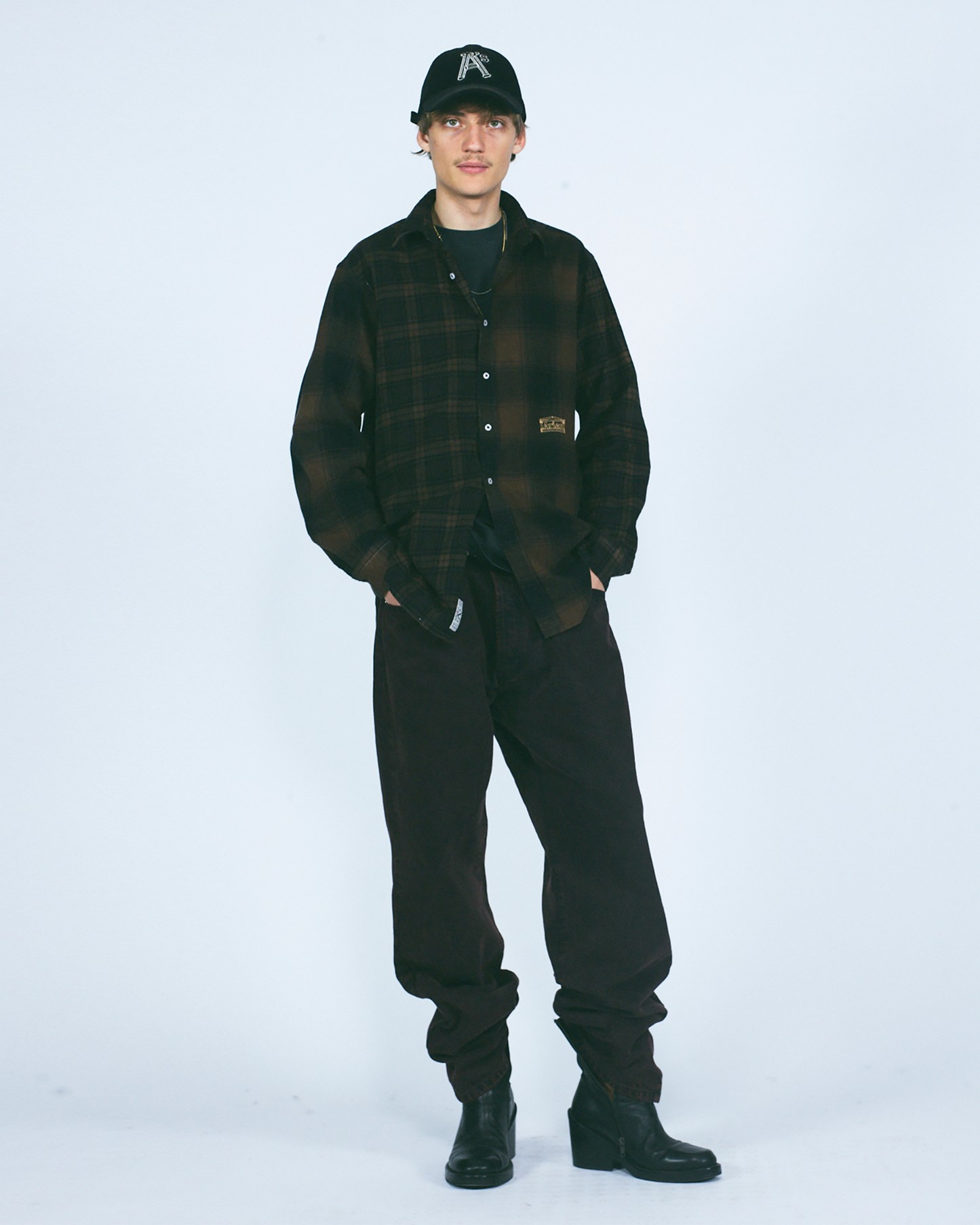 Brushed Flannel Patchwork LS Shirt