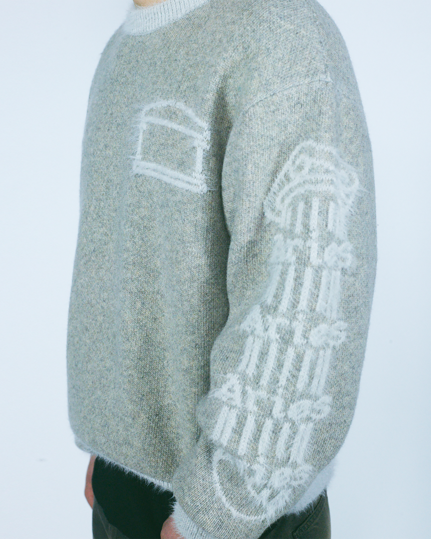 Fluffy Column Chenille Crew Neck