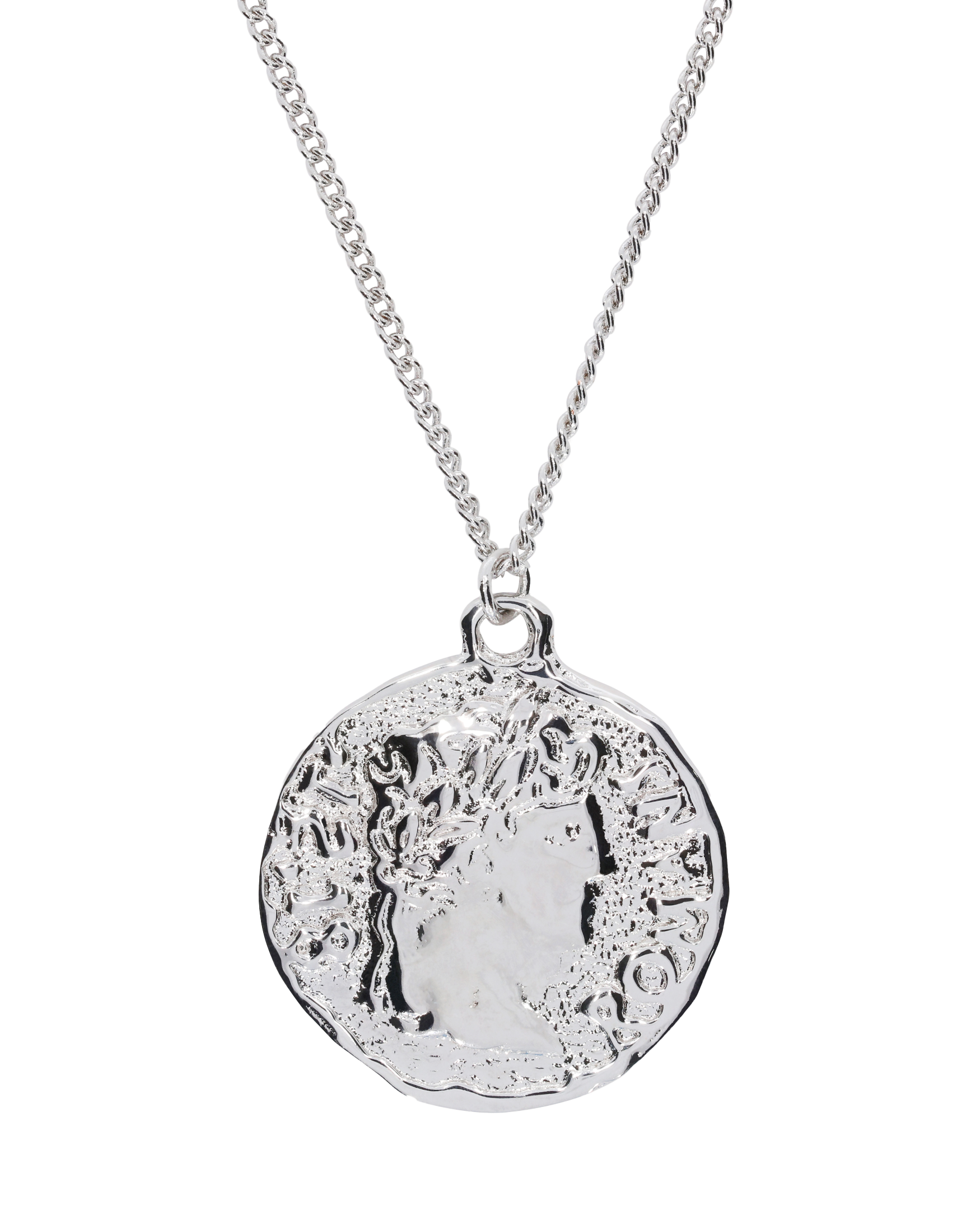 Chain Necklace With Roman Coin Pendant Silver – Aries