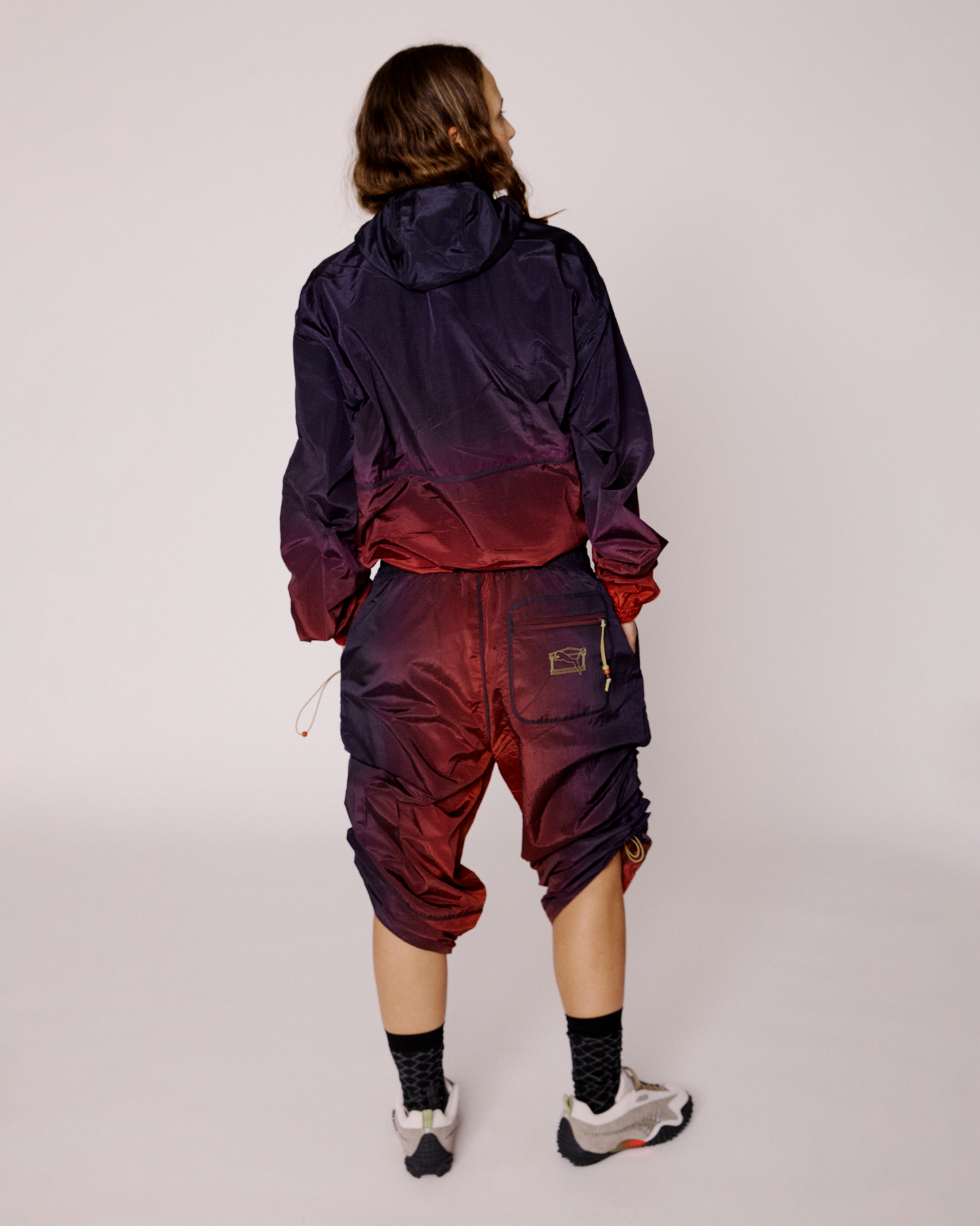 puma x aries ombre nylon quarter lace hooded jacket