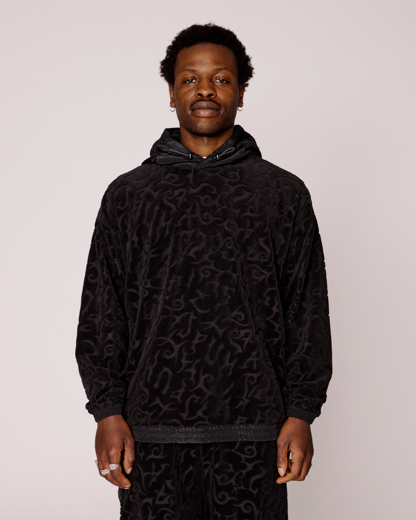 puma x aries tribal jacquard towelling hoodie