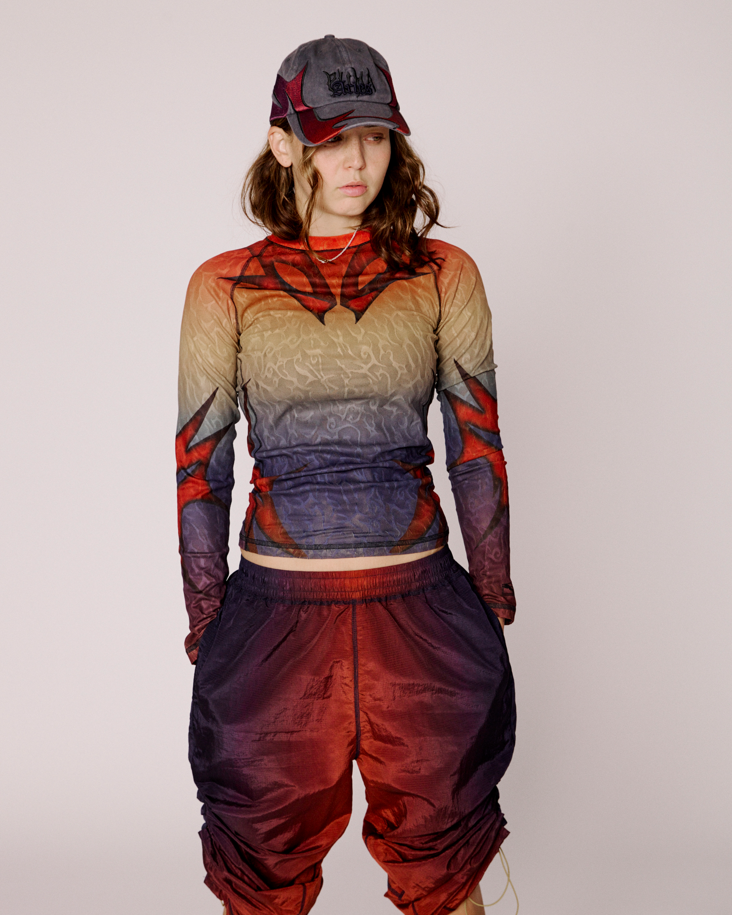 puma x aries tribal jacquard lace ls top