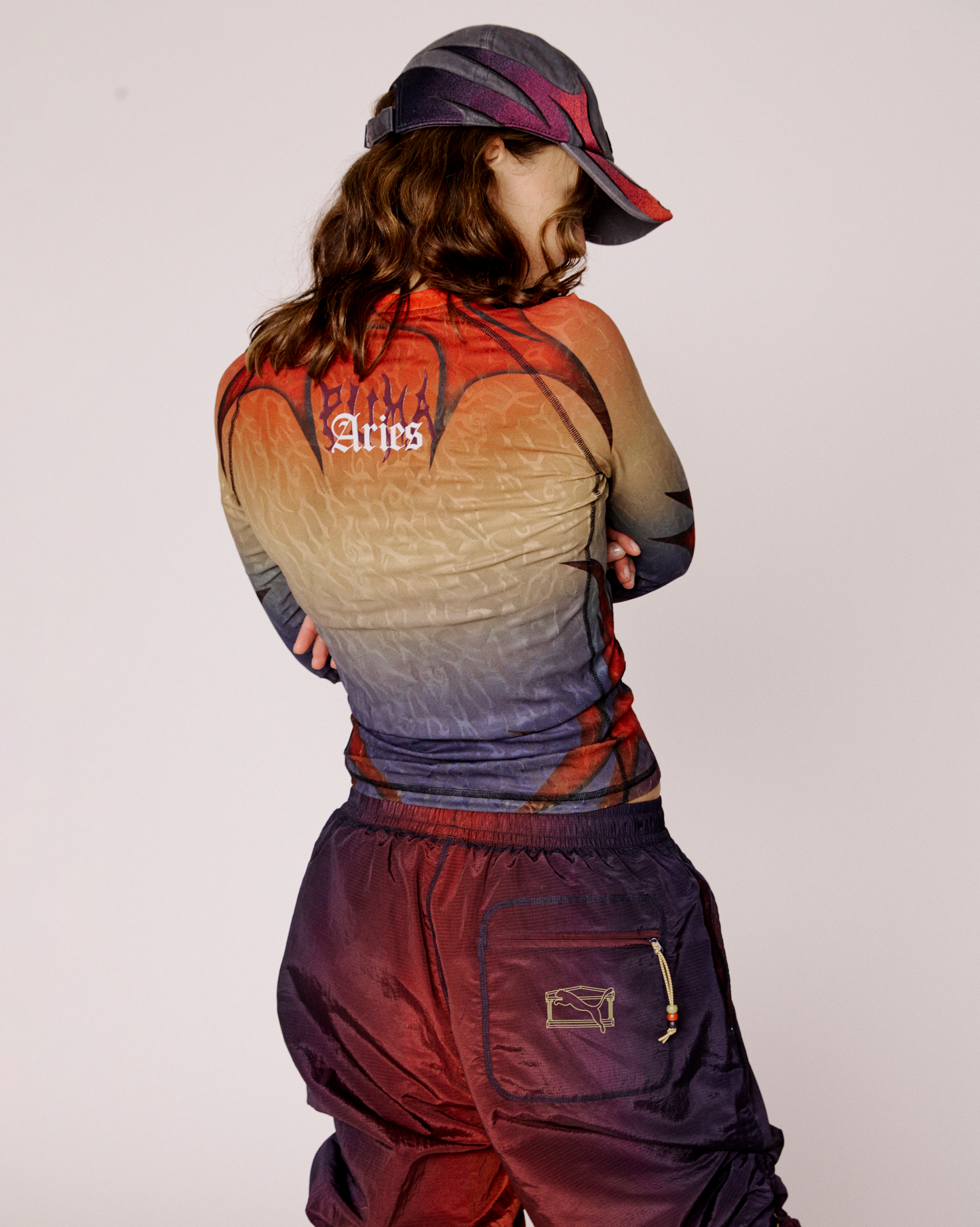 puma x aries tribal jacquard lace ls top