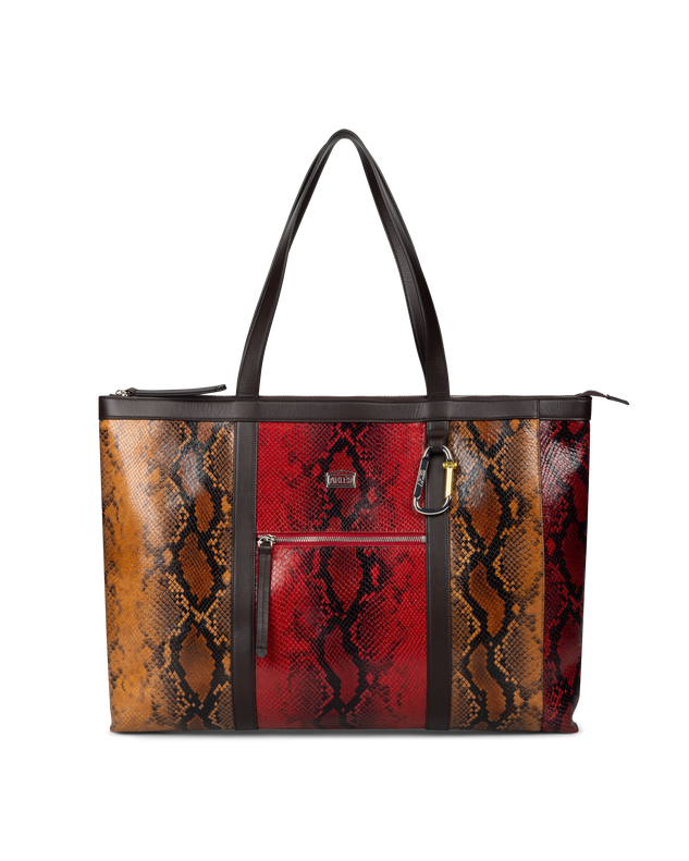 Patchwork Snake Print Leather Niner Shopper Bag