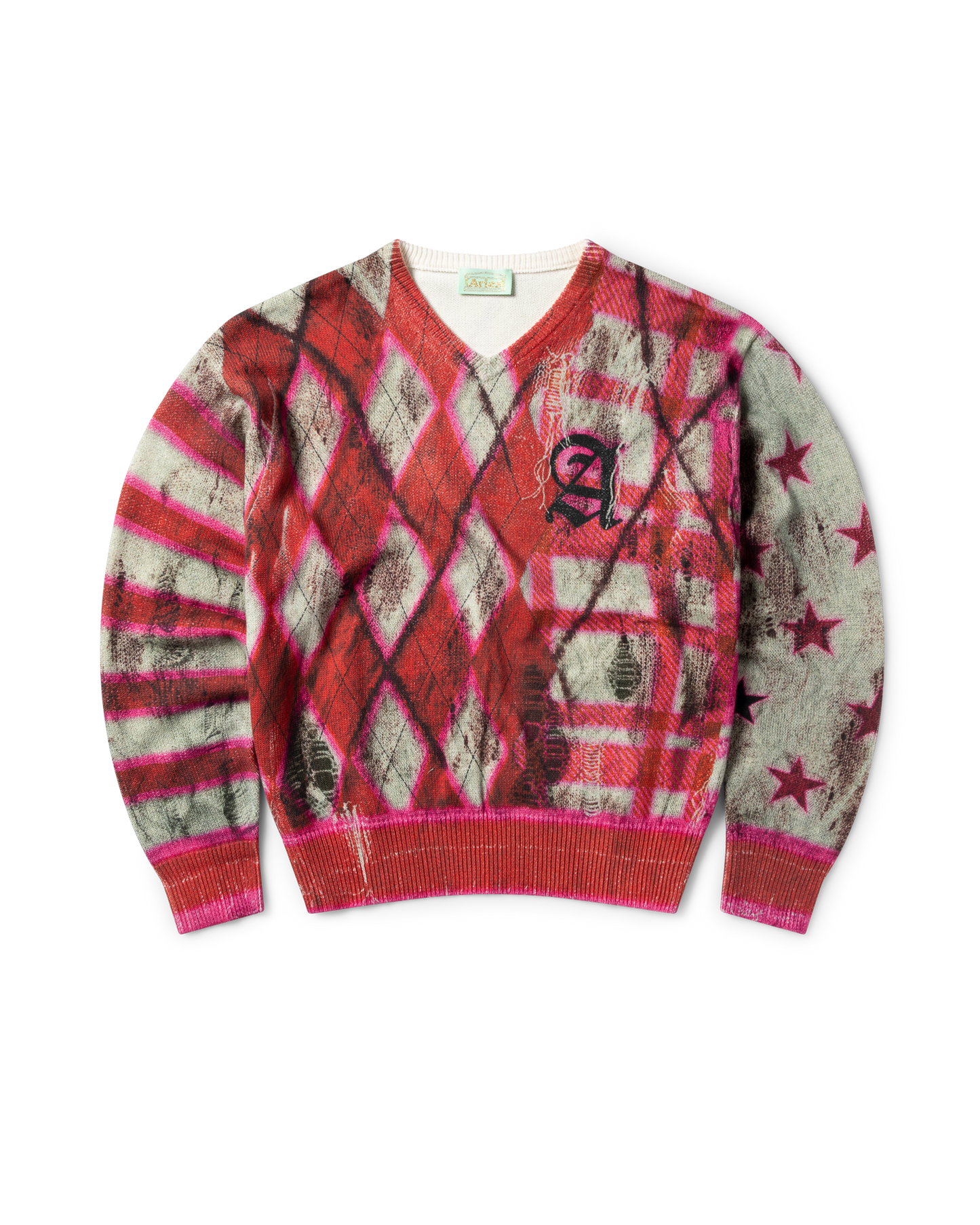 Digi Patchwork V Neck Knit