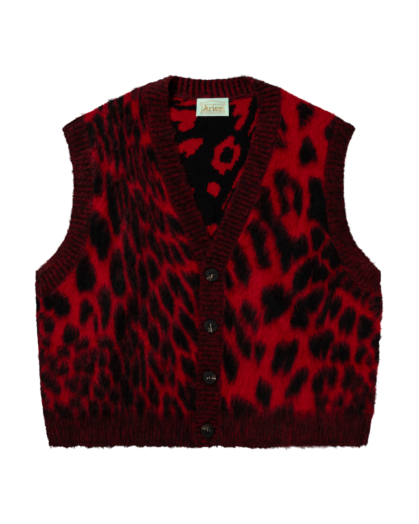 Brushed Leopard Vest Red – Aries