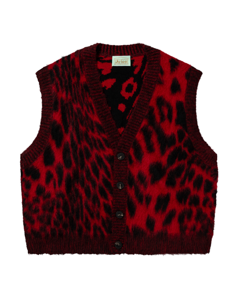 Brushed Leopard Vest Red – Aries