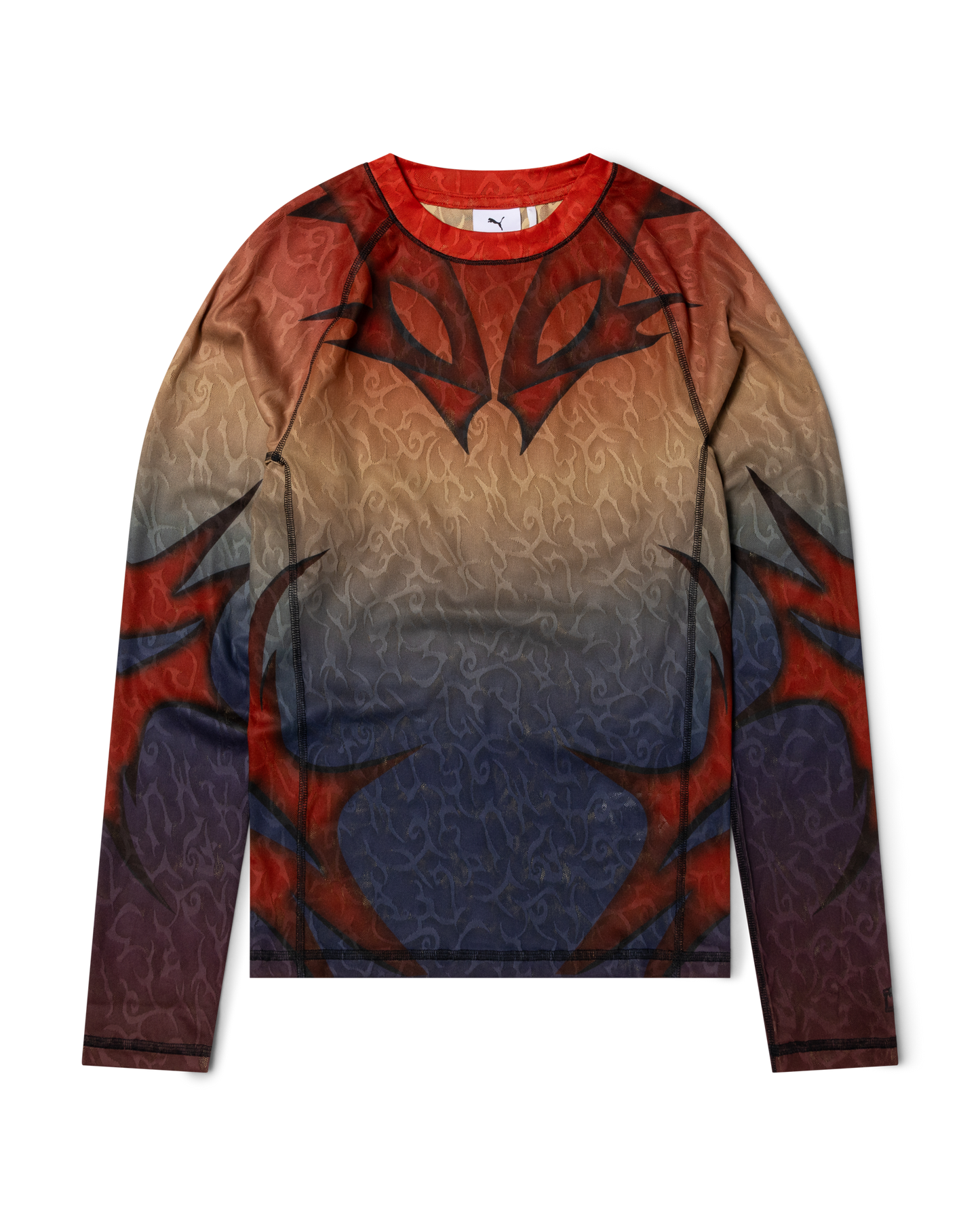 puma x aries tribal jacquard lace ls top