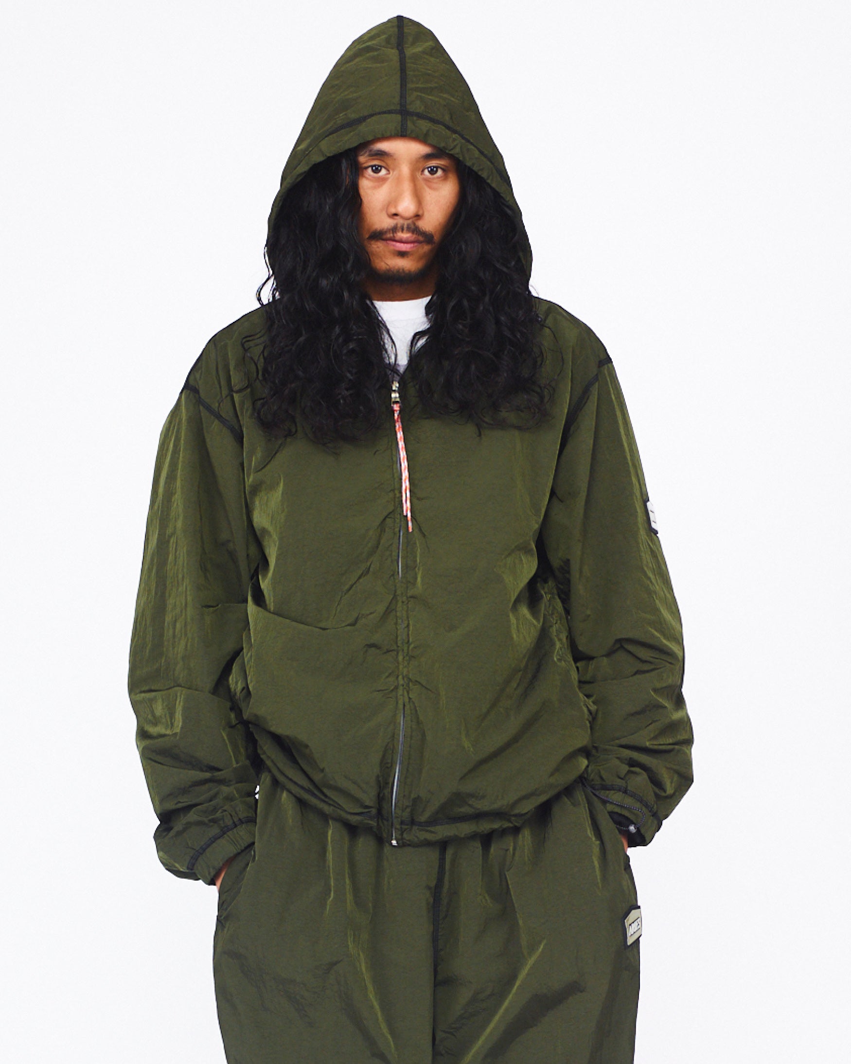 Hooded Windcheater Jacket Olive – Aries