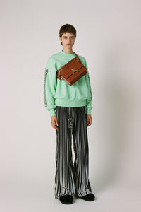 Pleated Graphic Bell Bottoms