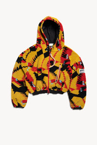 Abstract Cropped Fleece Hoodie