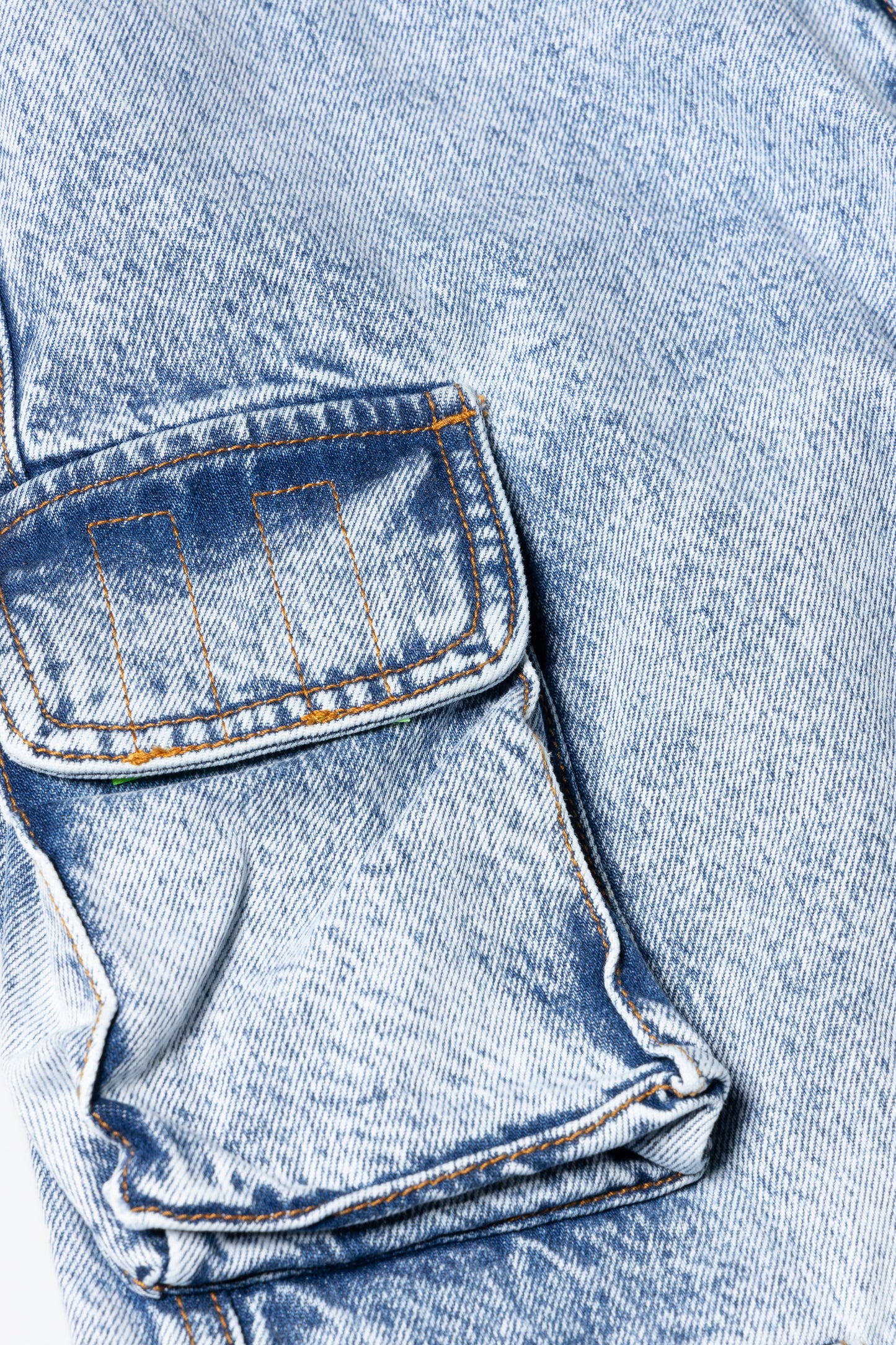 Acid Wash Low Rise Cargo Pant