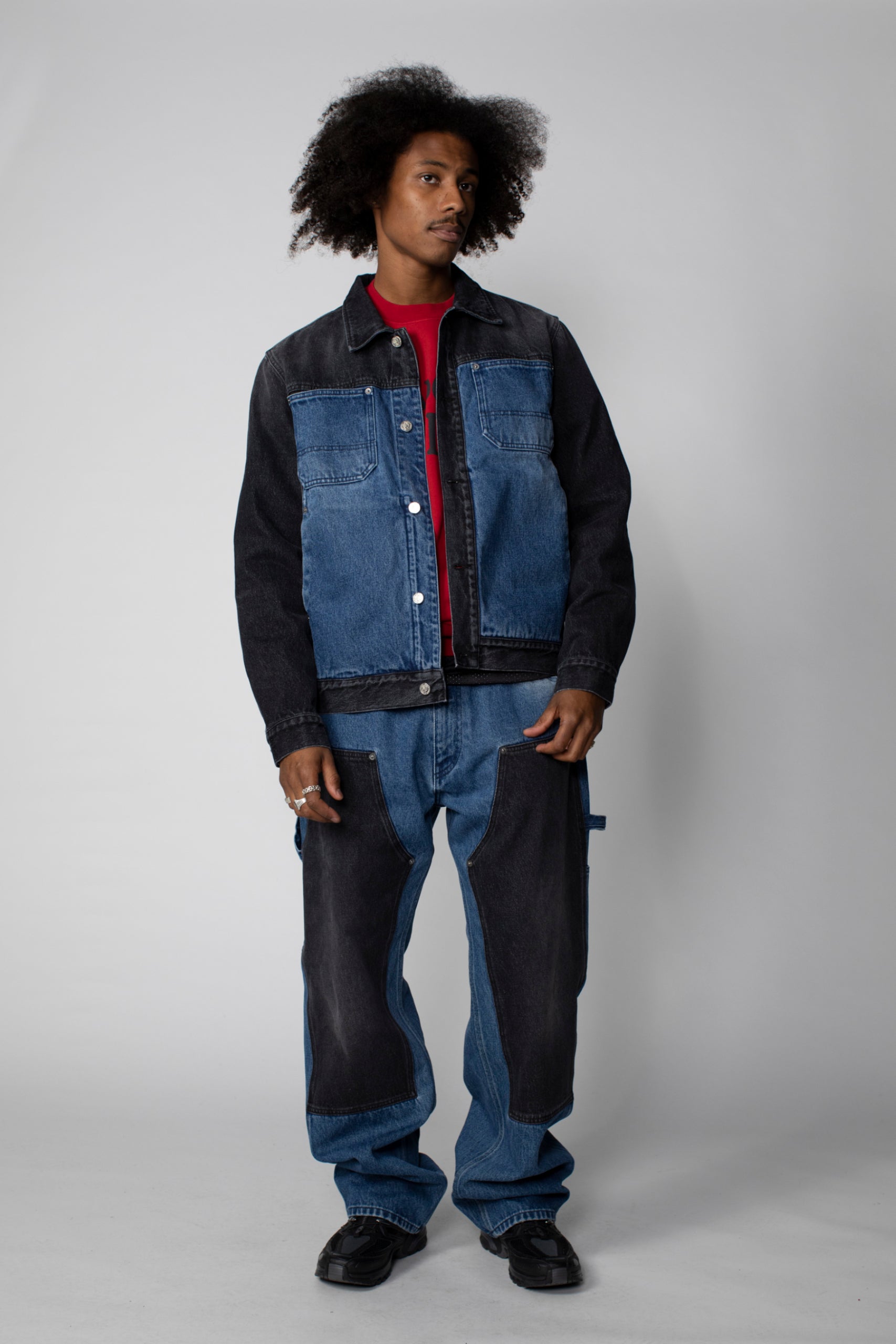 Load image into Gallery viewer, Colourblocked Denim Work Jacket