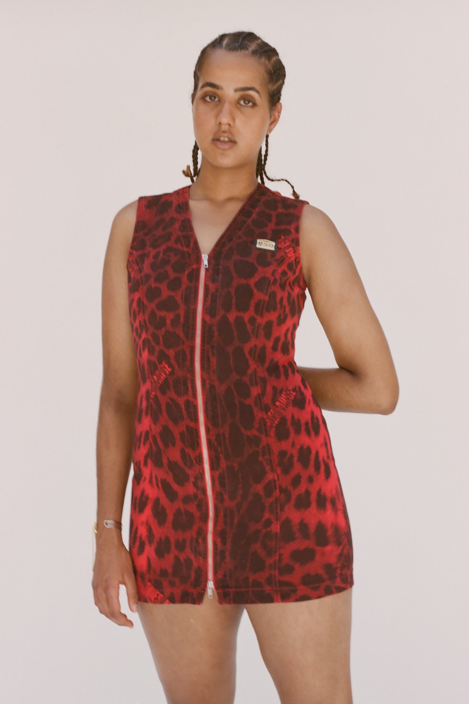 Load image into Gallery viewer, Leopard Denim Mini Dress