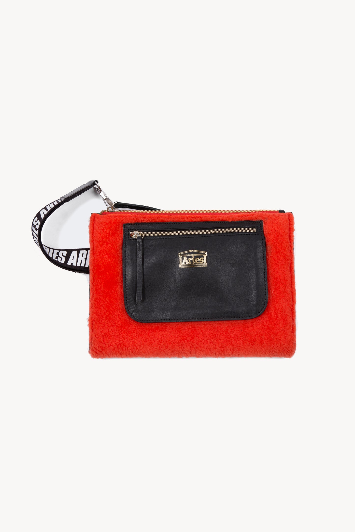 Sheepskin Oversized Pouch With Logo Strap