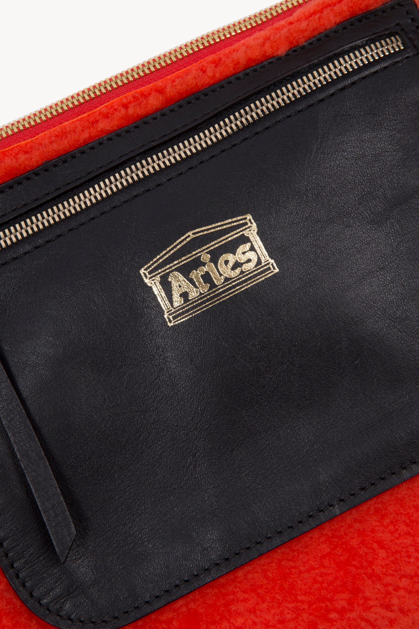 Sheepskin Oversized Pouch With Logo Strap